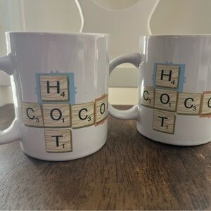 Scrabble Design White Mugs Set